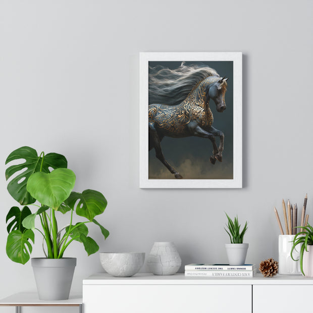 Elegant Horse Art Print, Vertical Framed Poster, Equine Decor, Home Wall Art, Gift for Horse Lovers, Contemporary Art