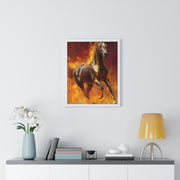 Majestic Fire Horse Vertical Framed Poster, Horse Wall Art, Equestrian Decor, Gift for Animal Lovers, Unique Home Decor