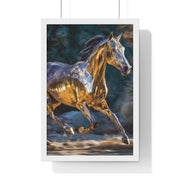 Golden Horse Framed Poster, Equestrian Art, Animal Lover Gift, Home Decor, Wall Art, Gift for Horse Enthusiasts