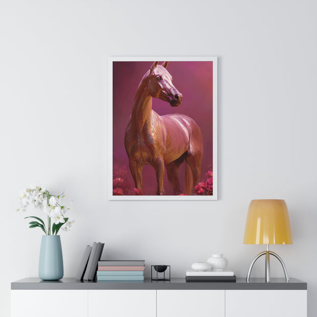 Elegant Horse Art Framed Poster, Equine Decor, Horse Lover Gift, Wall Art for Home, Unique Gift for Her, Animal Artwork