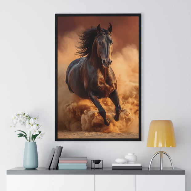 Galloping Wild Horse Framed Poster, Equine Wall Art, Nature Decor, Horse Lover Gift, Rustic Home Decor, Farmhouse Artwork