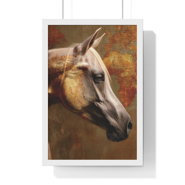 Elegant Horse Framed Poster, Horse Lover Art, Home Decor, Gift for Equestrians, Inspirational Wall Art, Rustic Farmhouse Style