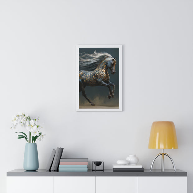 Elegant Horse Art Print, Vertical Framed Poster, Equine Decor, Home Wall Art, Gift for Horse Lovers, Contemporary Art