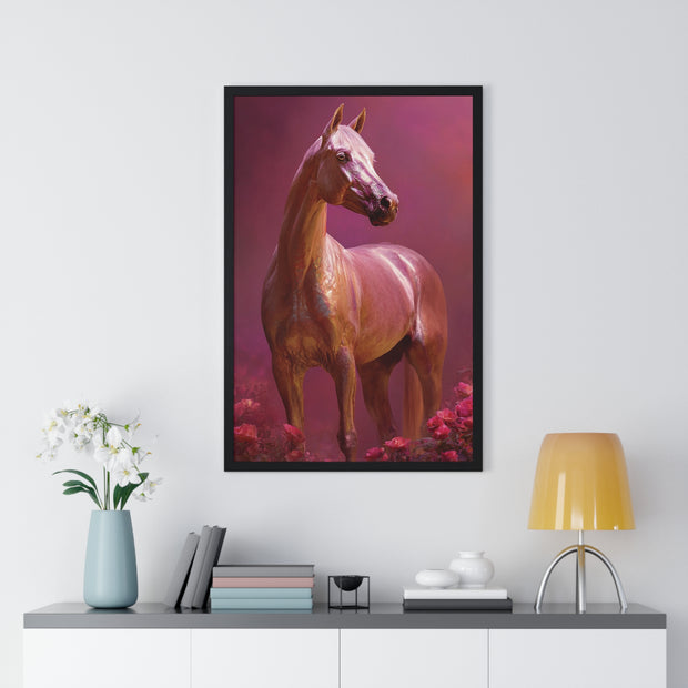 Elegant Horse Art Framed Poster, Equine Decor, Horse Lover Gift, Wall Art for Home, Unique Gift for Her, Animal Artwork