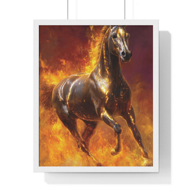 Majestic Fire Horse Vertical Framed Poster, Horse Wall Art, Equestrian Decor, Gift for Animal Lovers, Unique Home Decor