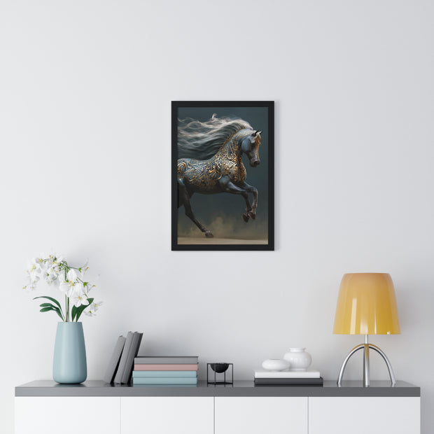 Elegant Horse Art Print, Vertical Framed Poster, Equine Decor, Home Wall Art, Gift for Horse Lovers, Contemporary Art