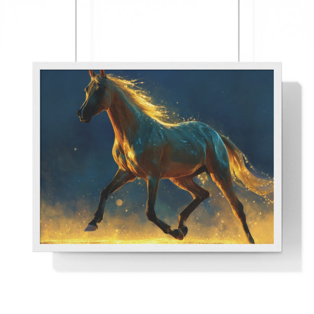 Majestic Horse Framed Poster, Equine Art Print, Wall Decor, Gift for Horse Lovers, Vibrant Home Accent, Horse Photography