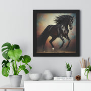 Elegant Black Horse Framed Poster, Horse Wall Art, Equestrian Decor, Animal Lover Gift, Home Office Decoration