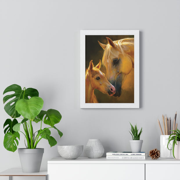 Heartfelt Horse Family Art, Vertical Framed Poster, Equine Decor, Horse Lover Gift, Animal Wall Art, Nursery Art, Equestrian Home