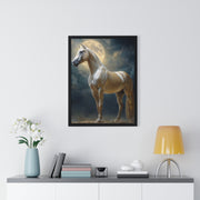 Majestic Horse Vertical Framed Poster | Equestrian Art Decor | Perfect Gift for Horse Lovers | Moonlit Wall Art | Home Office Decoration