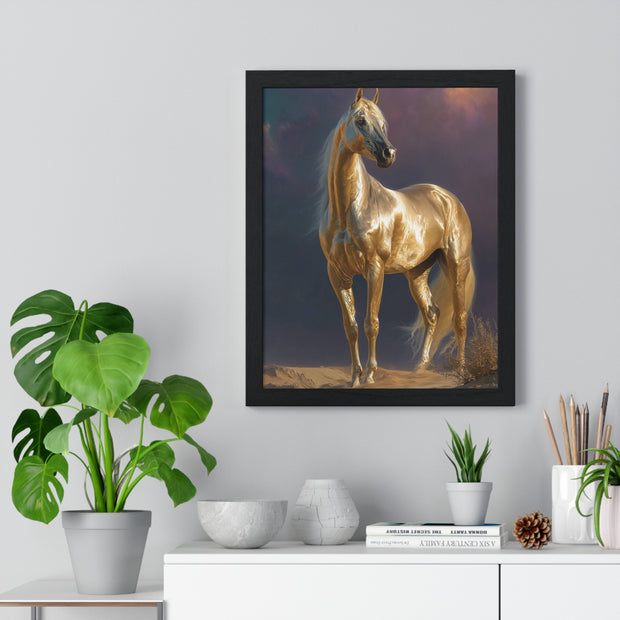 Elegant Horse Vertical Framed Poster, Equine Art, Horse Lover Gift, Home Decor, Equestrian Wall Art, Nature Inspired Décor