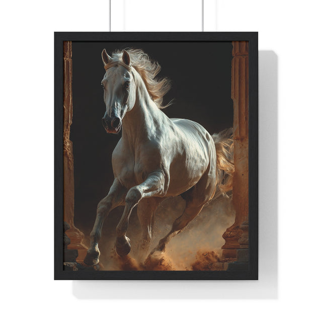 Majestic Horse Framed Poster Art, Equestrian Wall Decor, Farmhouse Style Home Decor, Gift for Horse Lovers, Equine Themed Artwork