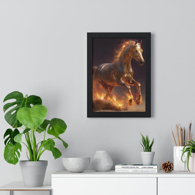 Majestic Horse Vertical Framed Poster, Equestrian Wall Art, Horse Lover Decor, Animal Print, Gift for Equine Enthusiasts
