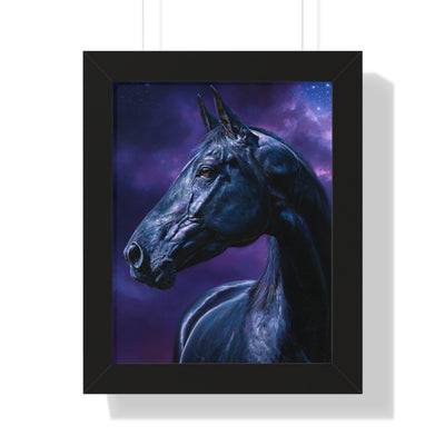 Majestic Horse Framed Vertical Poster | Equine Art Print, Dark Horse Wall Decor, Horse Lover Gift, Unique Home Decoration, Office Art