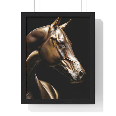 Elegant Horse Portrait Vertical Framed Poster, Horse Art, Equine Decor, Modern Wall Art, Gift for Horse Lovers, Home or Office Decoration