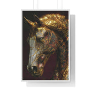 Elegant Horse Framed Art Print | Gold Abstract Horse Wall Decor, Horse Lover Gift, Rustic Home Decor, Equine Print