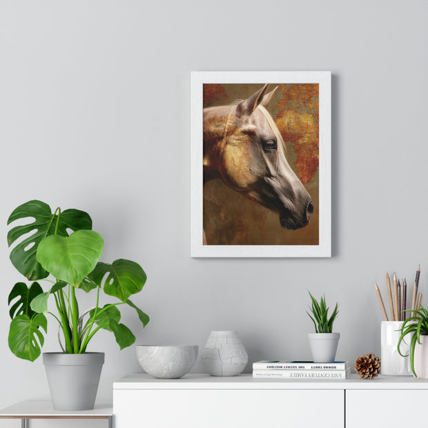 Elegant Horse Framed Poster, Horse Lover Art, Home Decor, Gift for Equestrians, Inspirational Wall Art, Rustic Farmhouse Style