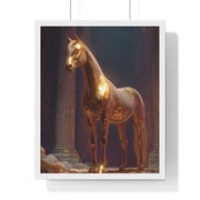 Elegant Gold Horse Vertical Framed Poster, Home Decor, Fine Art Print, Wall Art, Modern Decor, Gift for Horse Lovers