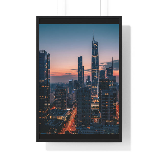 Urban Skyline Framed Poster, Wall Art, City Decor, Home Aesthetic, Modern Living, Gift for Housewarming, Minimalist Design