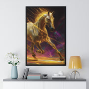 Majestic Golden Horse Framed Poster, Horse Art, Equine Decor, Animal Lover Gift, Wall Art for Home, Motivational Wall Decor