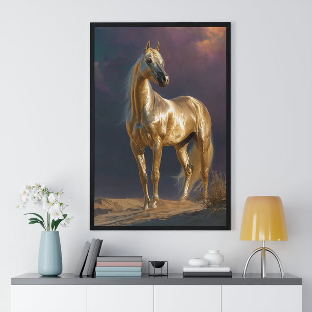 Elegant Horse Vertical Framed Poster, Equine Art, Horse Lover Gift, Home Decor, Equestrian Wall Art, Nature Inspired Décor