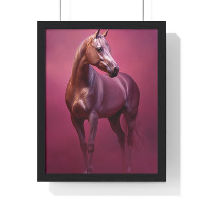 Elegant Horse Vertical Framed Poster, Farmhouse Decor, Animal Art Print, Gift for Horse Lovers, Equine Wall Art