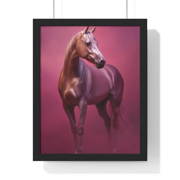 Elegant Horse Vertical Framed Poster, Farmhouse Decor, Animal Art Print, Gift for Horse Lovers, Equine Wall Art