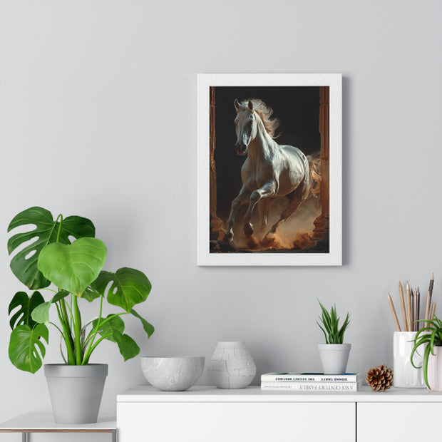 Majestic Horse Framed Poster Art, Equestrian Wall Decor, Farmhouse Style Home Decor, Gift for Horse Lovers, Equine Themed Artwork