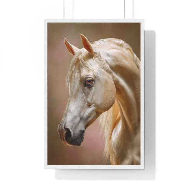 Elegant Horse Portrait Framed Poster, Equine Art Print, Horse Lover Decor, Animal Wall Art, Gift for Equestrian Enthusiasts