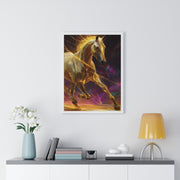 Majestic Golden Horse Framed Poster, Horse Art, Equine Decor, Animal Lover Gift, Wall Art for Home, Motivational Wall Decor