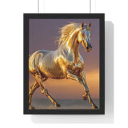 Golden Horse Framed Art Print, Equine Wall Decor, Horse Lover Gift, Equestrian Decor, Animal Home Art, Rustic Farmhouse Wall Art