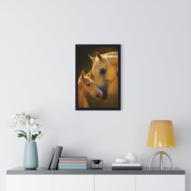 Heartfelt Horse Family Art, Vertical Framed Poster, Equine Decor, Horse Lover Gift, Animal Wall Art, Nursery Art, Equestrian Home