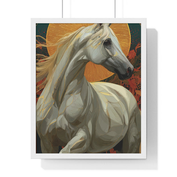 Majestic Horse Vertical Framed Poster, Equine Art, Animal Lover Decor, Gift for Horse Lovers, Home Wall Art, Rustic Farmhouse Style