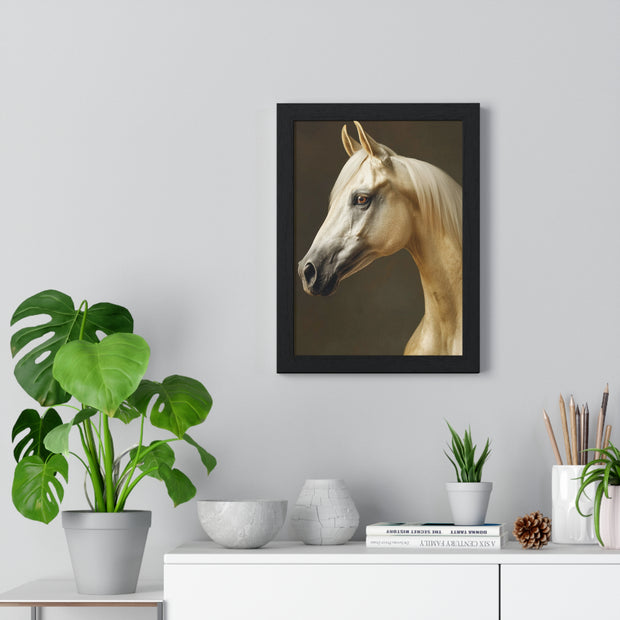 Elegant Horse Framed Poster | Modern Wall Art | Equine Decor | Horse Lover Gift | Farmhouse Decor | Art for Animal Enthusiasts