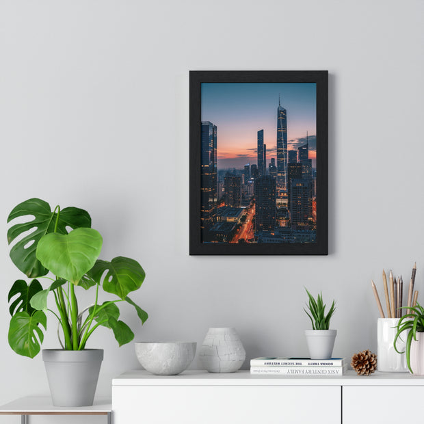 Urban Skyline Framed Poster, Wall Art, City Decor, Home Aesthetic, Modern Living, Gift for Housewarming, Minimalist Design