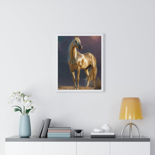 Elegant Horse Vertical Framed Poster, Equine Art, Horse Lover Gift, Home Decor, Equestrian Wall Art, Nature Inspired Décor