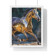 Golden Horse Framed Poster, Equestrian Art, Animal Lover Gift, Home Decor, Wall Art, Gift for Horse Enthusiasts