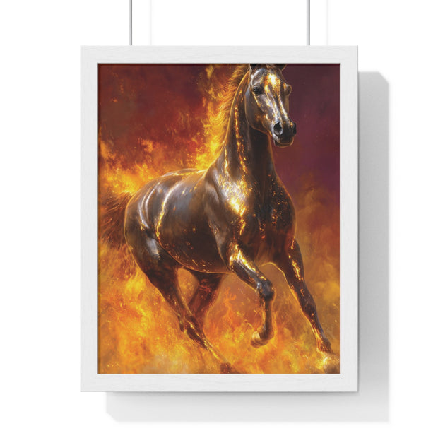 Majestic Fire Horse Vertical Framed Poster, Horse Wall Art, Equestrian Decor, Gift for Animal Lovers, Unique Home Decor