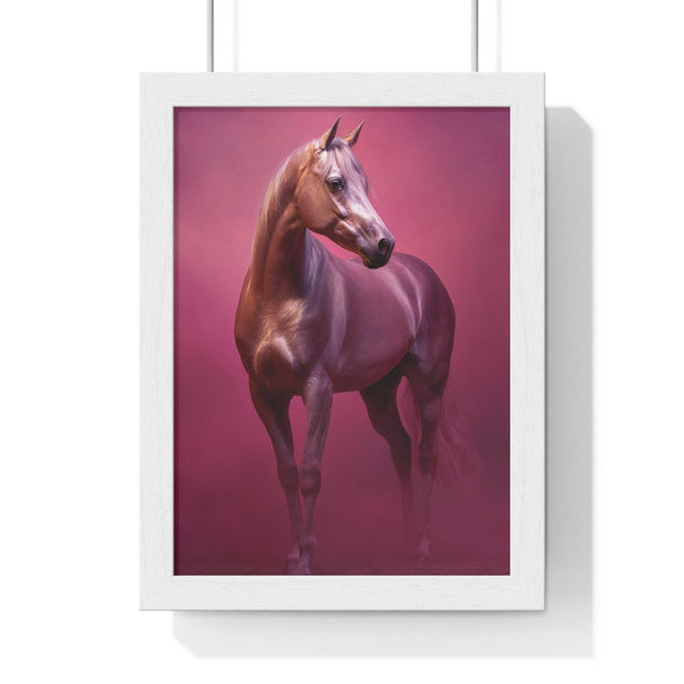 Elegant Horse Vertical Framed Poster, Farmhouse Decor, Animal Art Print, Gift for Horse Lovers, Equine Wall Art