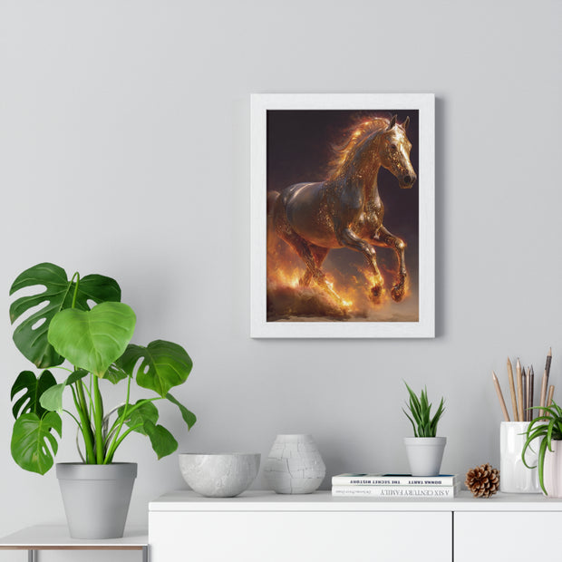 Majestic Horse Vertical Framed Poster, Equestrian Wall Art, Horse Lover Decor, Animal Print, Gift for Equine Enthusiasts