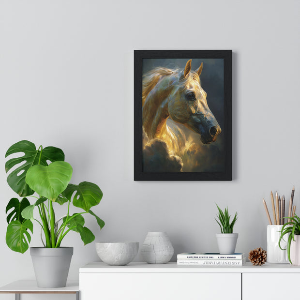 Majestic Horse Vertical Framed Poster, Equine Art, Home Decor, Gift for Horse Lovers, Animal Lovers Wall Art