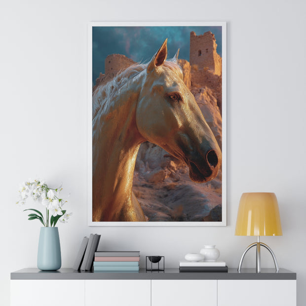Majestic Horse Vertical Framed Poster | Elegant Horse Wall Art, Home Decor, Equine Lover Gift, Nature-Inspired Decoration, Animal Art Print