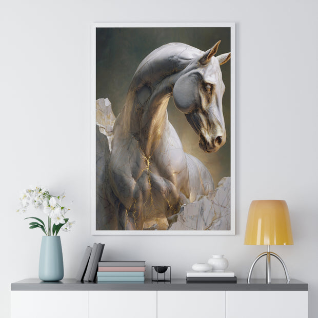 Elegant Horse Sculpture Wall Art, Horse Decor, Modern Framed Poster, Home Decor, Gift for Animal Lovers, Art for Living Room