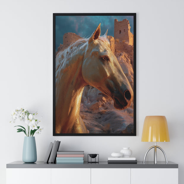 Majestic Horse Vertical Framed Poster | Elegant Horse Wall Art, Home Decor, Equine Lover Gift, Nature-Inspired Decoration, Animal Art Print