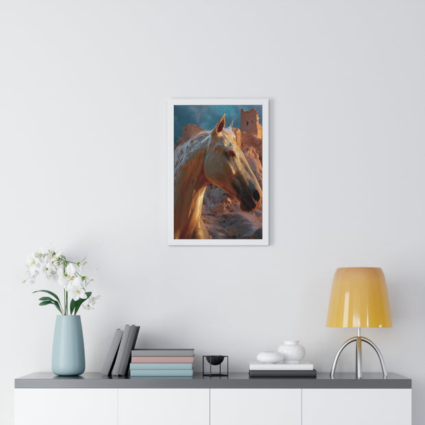 Majestic Horse Vertical Framed Poster | Elegant Horse Wall Art, Home Decor, Equine Lover Gift, Nature-Inspired Decoration, Animal Art Print