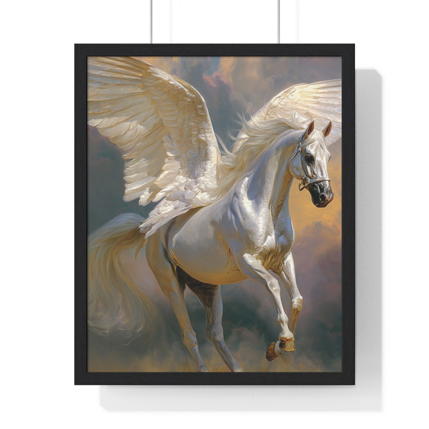 Majestic Pegasus Vertical Framed Poster | Wall Art, Home Decor, Equine Art, Gift for Horse Lovers, Fantasy Art