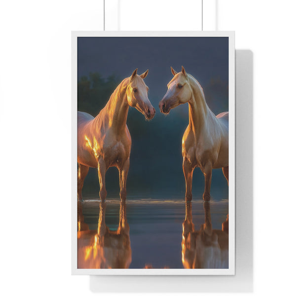 Elegant Horse Framed Poster, Horse Lover Art, Nature Wall Decor, Equine Photography, Gift for Home, Equestrian Decor