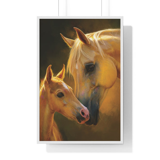 Heartfelt Horse Family Art, Vertical Framed Poster, Equine Decor, Horse Lover Gift, Animal Wall Art, Nursery Art, Equestrian Home