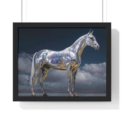 Sleek Metallic Horse Poster, Wall Art, Equine Decor, Animal Lover Gift, Modern Home Decoration, Unique Framed Art