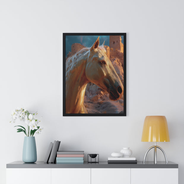 Majestic Horse Vertical Framed Poster | Elegant Horse Wall Art, Home Decor, Equine Lover Gift, Nature-Inspired Decoration, Animal Art Print